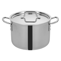 Winco TGSP-8 Tri-Ply Stainless Steel 8 Qt. Stock Pot with Cover