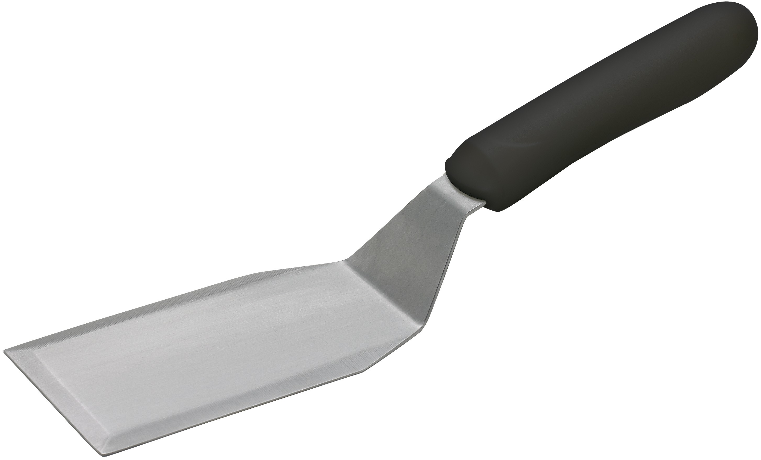 Winco TKP-61 Offset Stainless Steel Hamburger Turner, 6" x 3", Black Polypropylene Handle