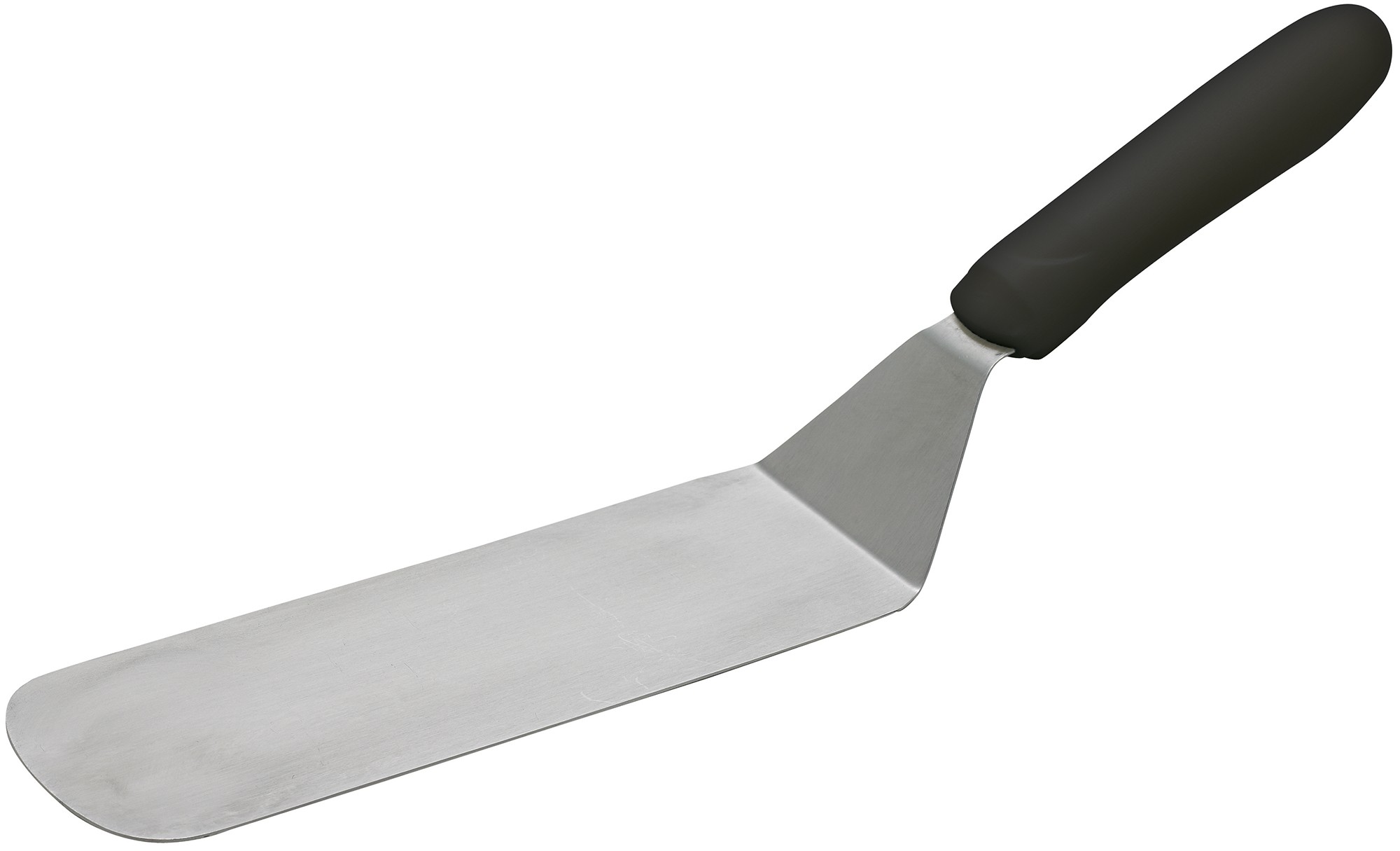 Winco TKP-90 Offset Flexible Turner 9 1/2" x 3" Blade, Black Polypropylene Handle