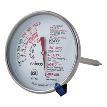 Winco TMT-MT3 Dial-Type Meat Thermometer with Stem, 3"