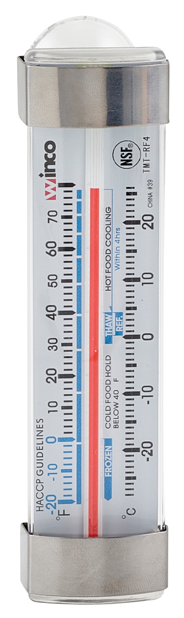 Winco TMT-RF4 Refrigerator/Freezer Thermometer, Tube-Type, 4-3/4", -20 To 70 F