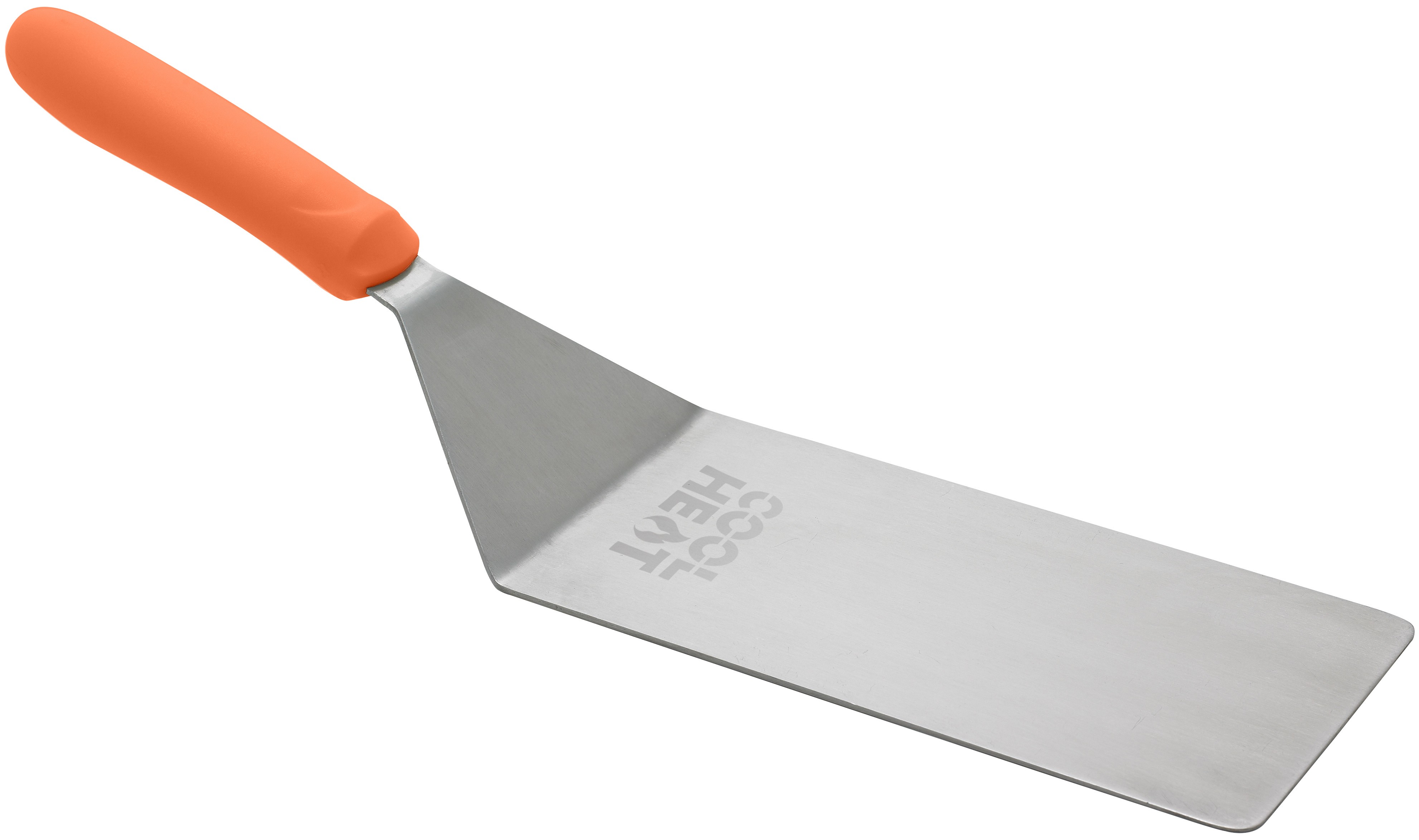 Winco TNH-42 Stainless Steel Offset Turner with Orange Nylon Handle, 8" x 4" Blade