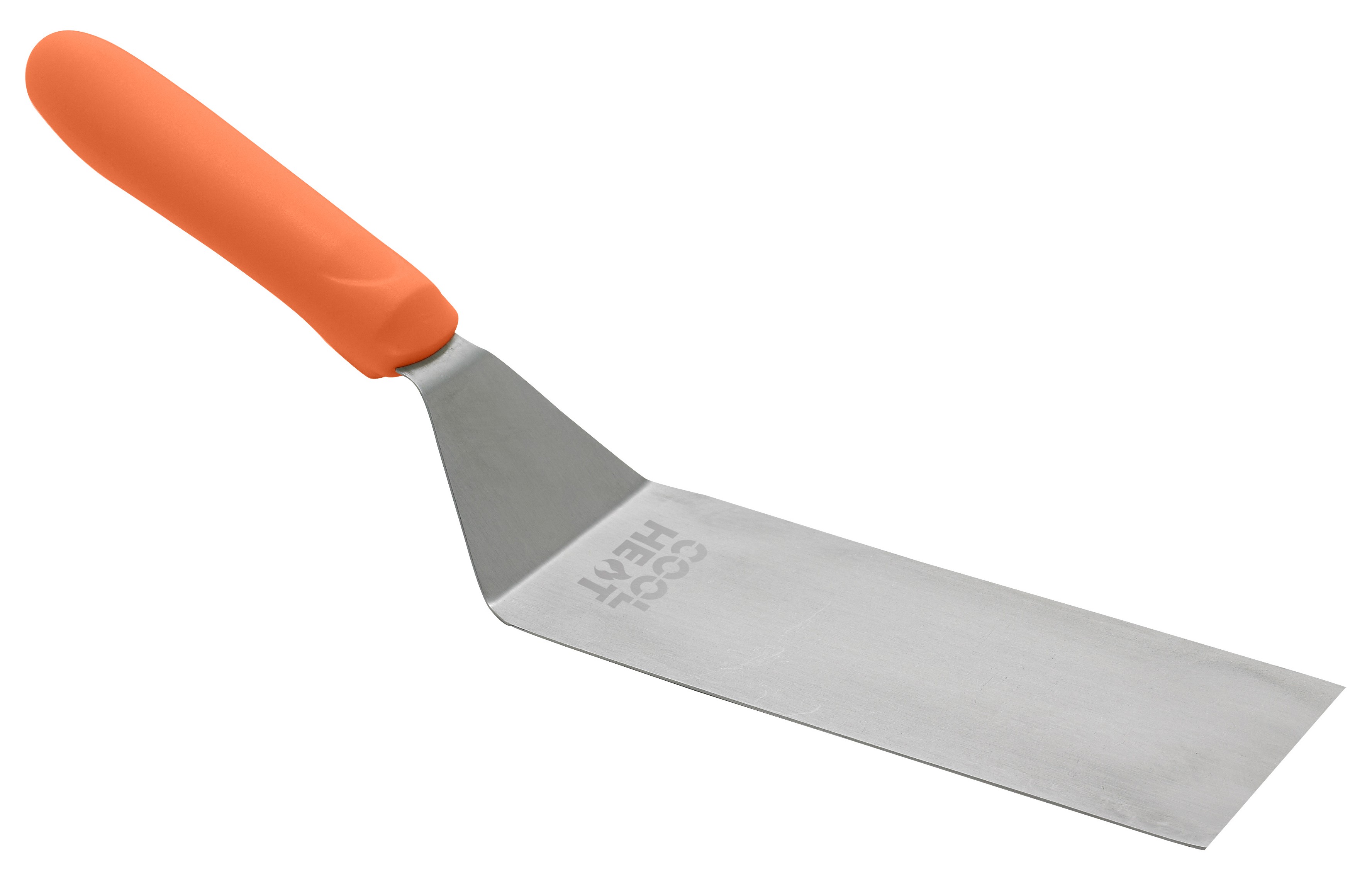 Winco TNH-64 Stainless Steel Square Edge Turner with Orange Nylon Handle, 6-1/4" x 3"