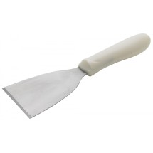 Winco TWP-32 Stainless Steel Scraper with White Handle 3&quot; x 4&quot; Blade