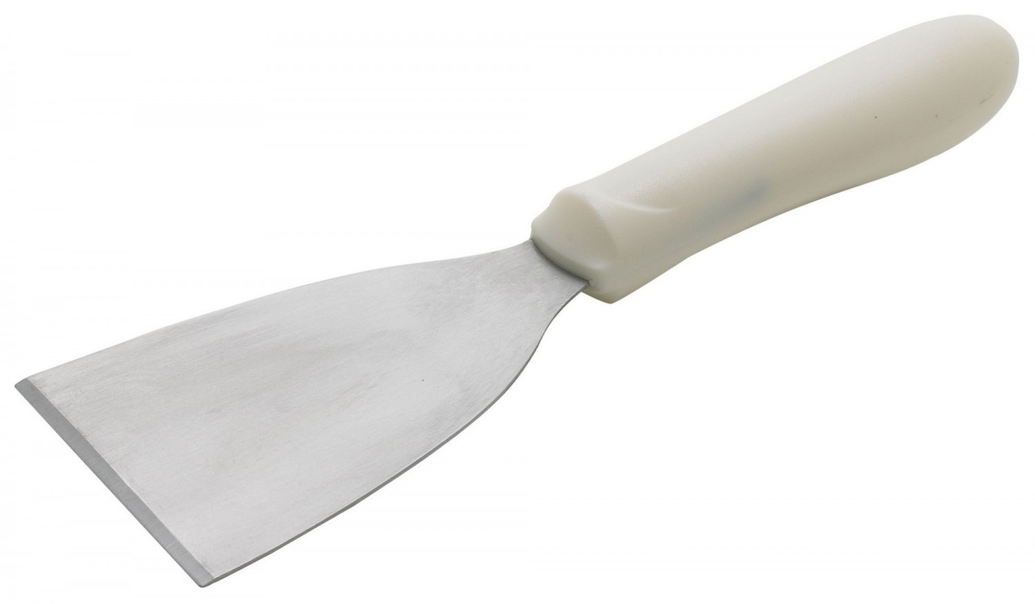 Winco TWP-32 Stainless Steel Scraper with White Handle 3" x 4" Blade