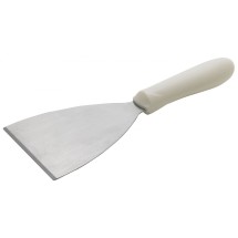 Winco TWP-40 Stainless Steel Scraper with White Handle 4-7/8&quot; x 4&quot; Blade