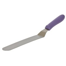 Winco TWPO-9P Stainless Steel Allergen Free Offset Spatula with Purple Handle 8-1/2&quot;