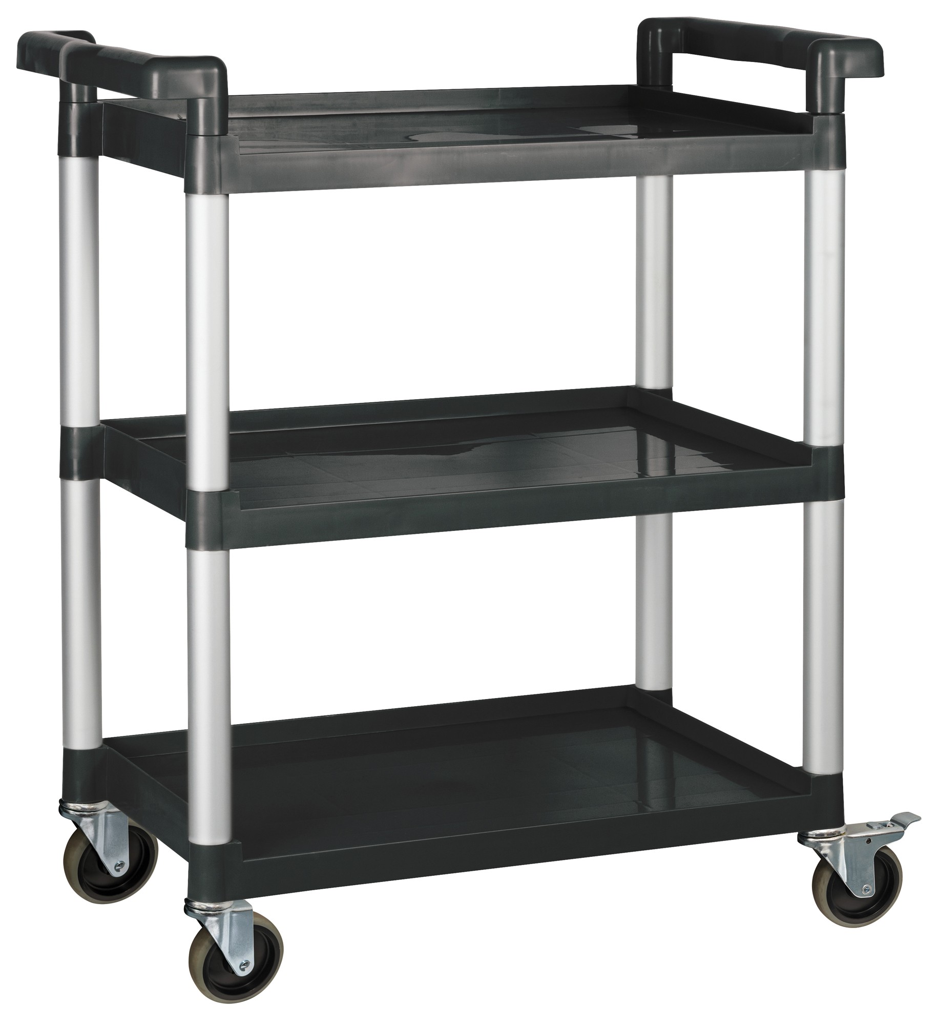 Winco UC-2415K 3-Tier Black Plastic Utility Cart 33-1/4" x 17" x 37-1/2"