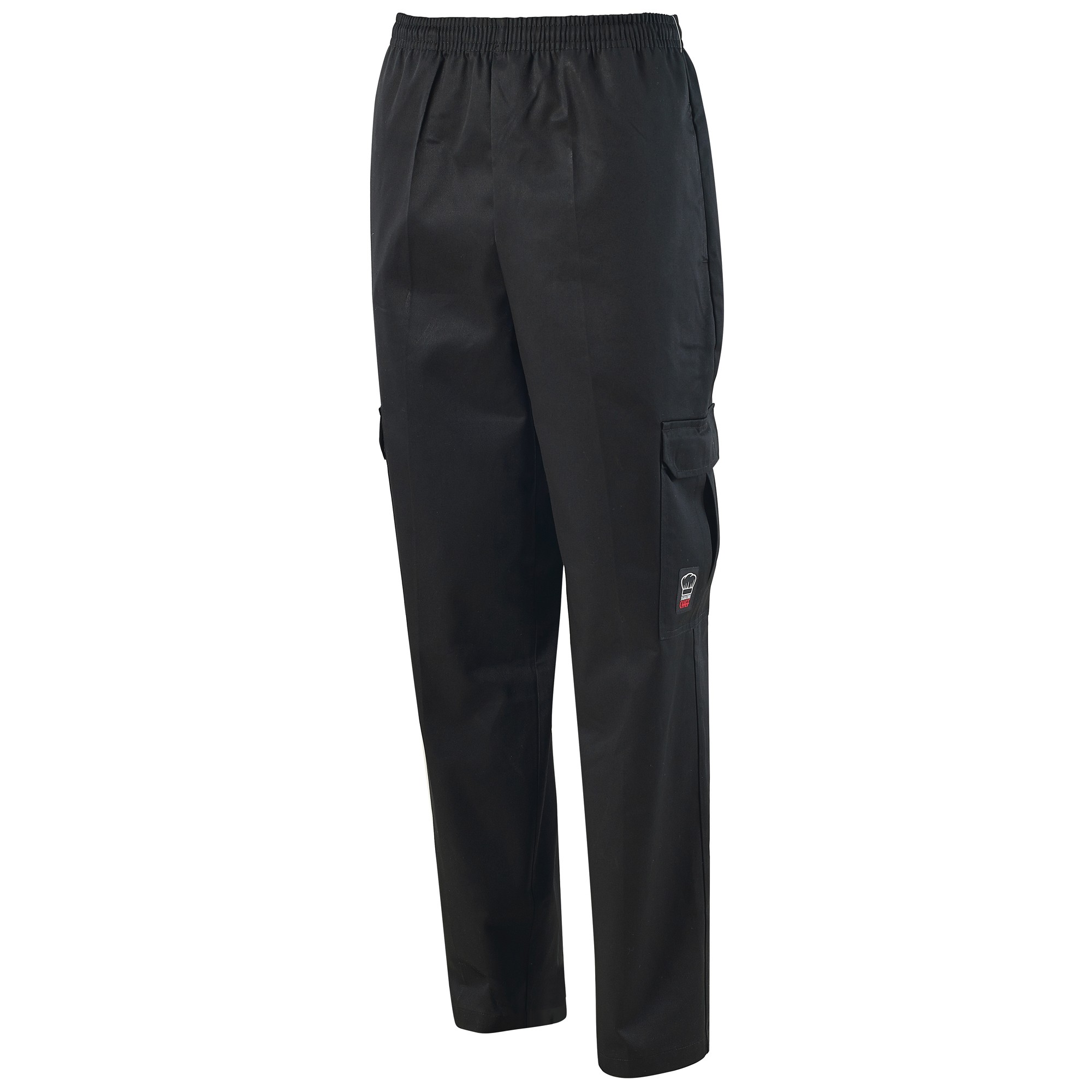 Winco UNF-11KM Black Cargo Chef Pants, Medium