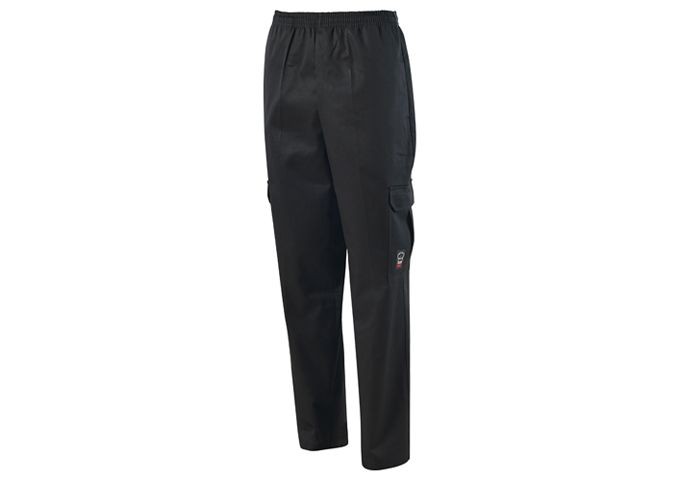 Winco UNF-11KXL Black Cargo Chef Pants, XL