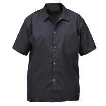 Winco UNF-1KL Black Poly-Cotton Blend Short Sleeved Chef Shirt, Large
