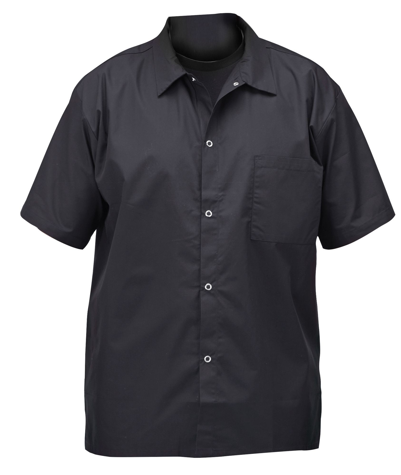 Winco UNF-1KL Black Poly-Cotton Blend Short Sleeved Chef Shirt, Large