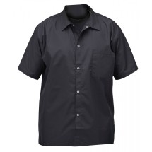 Winco UNF-1KXL Black Poly-Cotton Blend Short Sleeved Chef Shirt, X Large