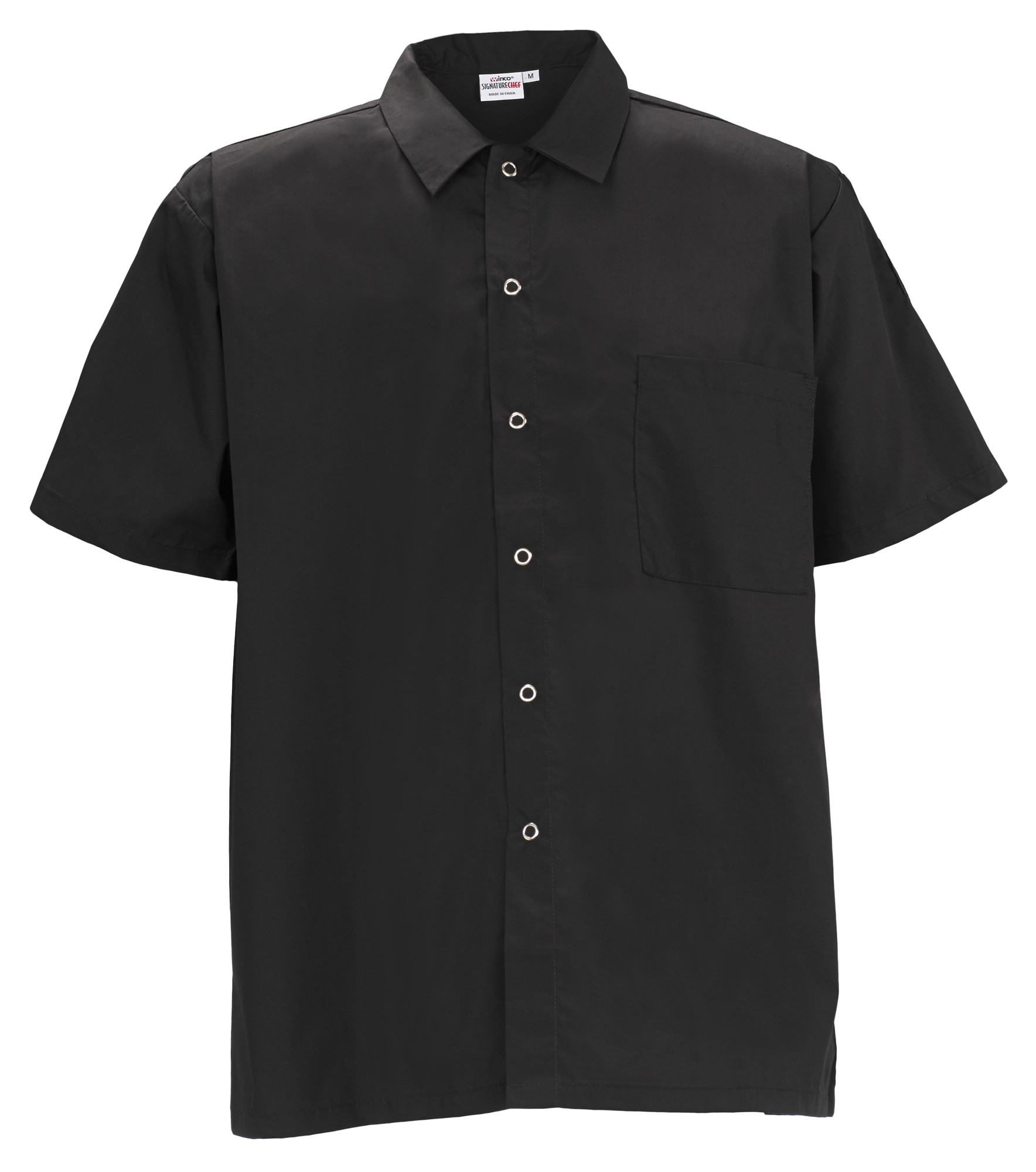 Winco UNF-1KXXL Black Poly-Cotton Blend Short Sleeved Chef Shirt, 2X Large