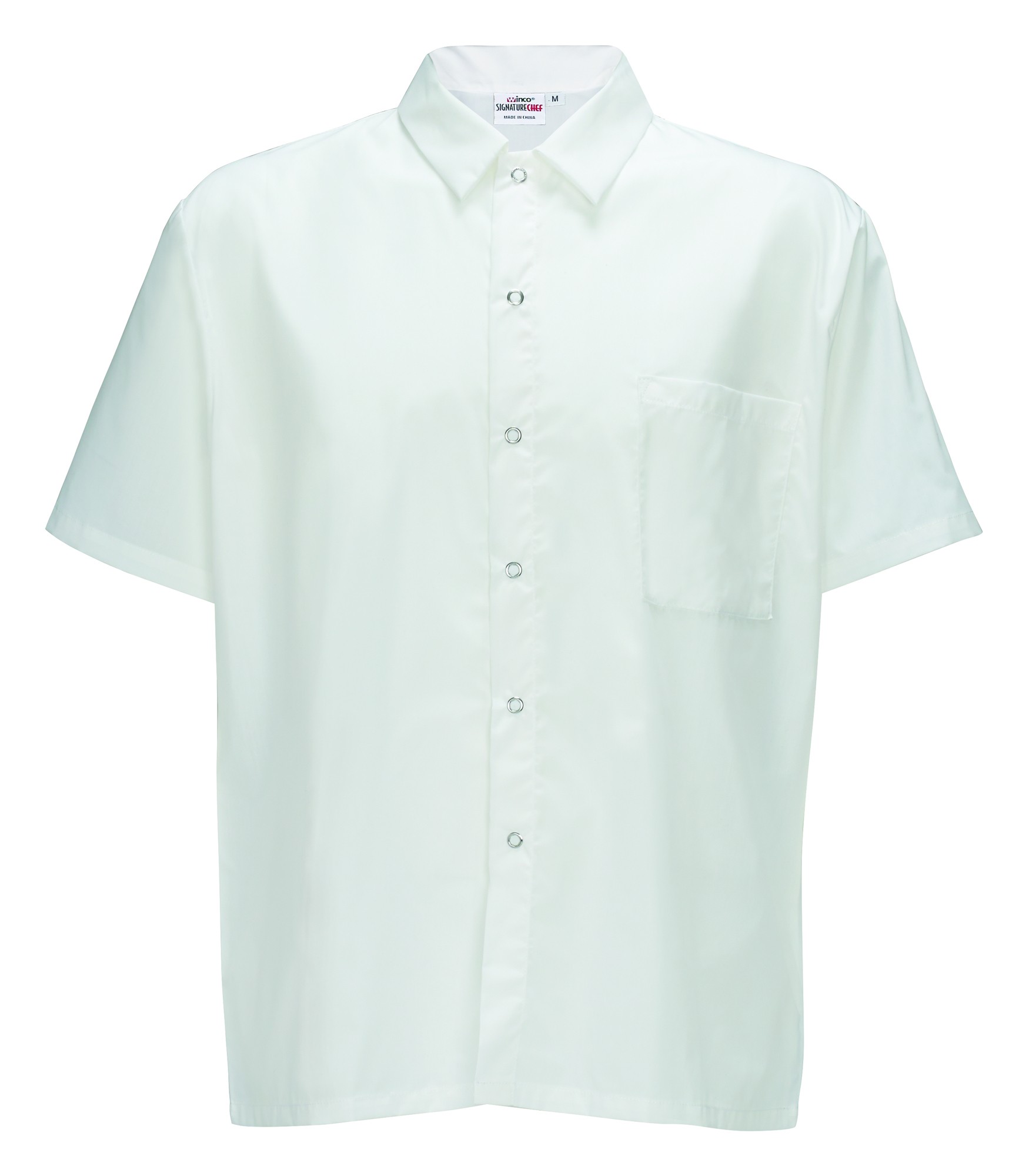 Winco UNF-1W3XL White Poly-Cotton Blend Short Sleeved Chef Shirt Chef Shirt, 3XL