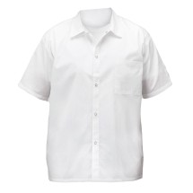 Winco UNF-1WXL White Poly-Cotton Blend Short Sleeved Chef Shirt, X-Large