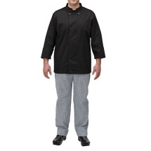 Winco UNF-5KL Black Poly-Cotton Blend Double Breasted Chef Jacket with Pocket, Large