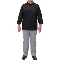 Winco UNF-5KM Black Poly-Cotton Blend Double Breasted Chef Jacket with Pocket, Medium