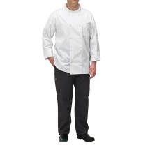 Winco UNF-5WXL White Poly-Cotton Blend Double Breasted Chef Jacket with Pocket, X-Large
