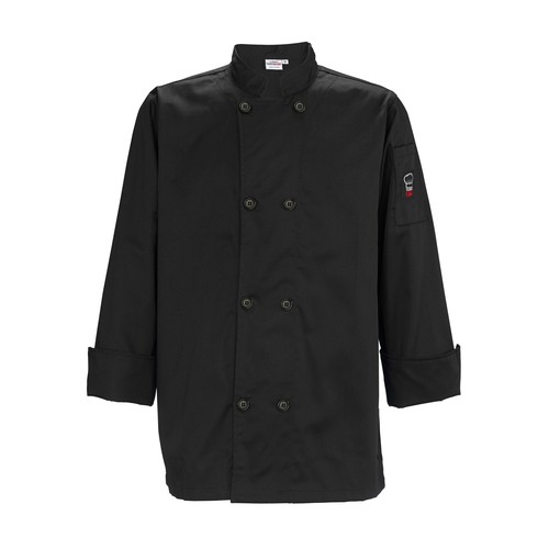 Winco UNF-6K3XL Men's Black Tapered Fit Chef Jacket, 3XL