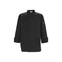 Winco UNF-6KM Men's Black Tapered Fit Chef Jacket, M