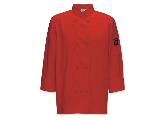 Winco UNF-6RL Men's Red Tapered Fit Chef Jacket, L