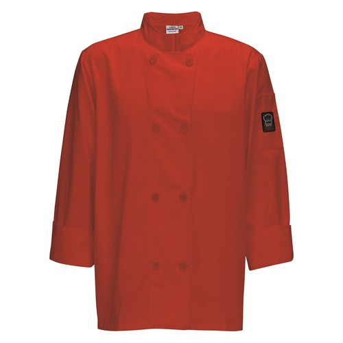 Winco UNF-6RXXL Men's Red Tapered Fit Chef Jacket, 2XL