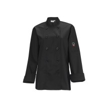 Winco UNF-7KL Women's Black Tapered Fit Chef Jacket, L