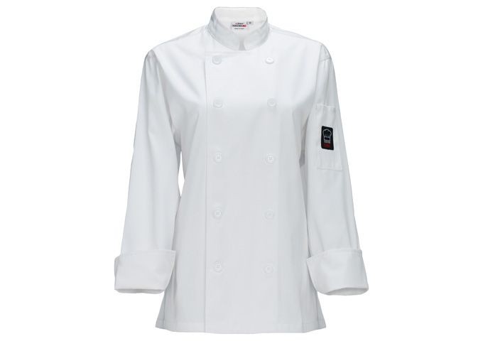 Winco UNF-7WM Women's White Tapered Fit Chef Jacket, M