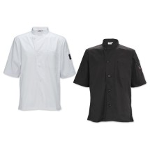 Winco UNF-9K3XL Black Ventilated Short Sleeve Tapered Fit Chef Shirt, 3XL