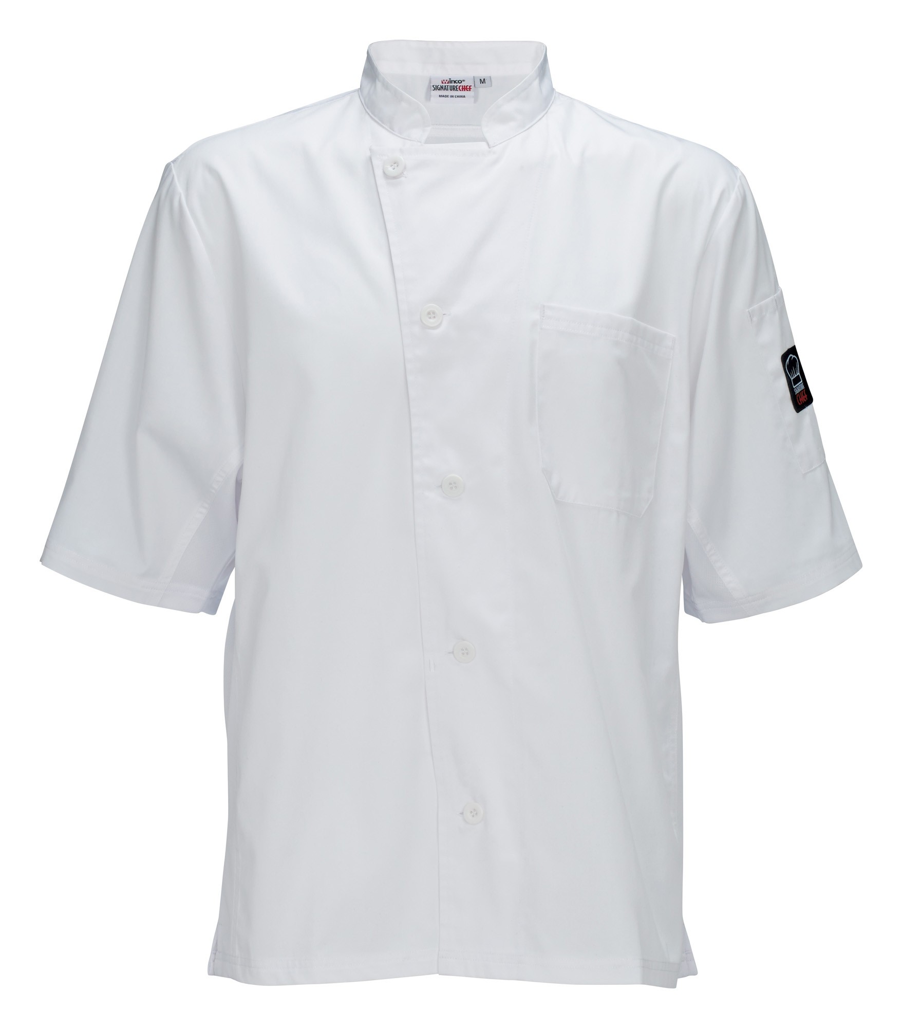 Winco UNF-9W3XL White Ventilated Short Sleeve Tapered Fit Chef Shirt, 3XL