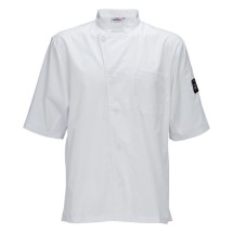 Winco UNF-9WL White Ventilated Short Sleeve Tapered Fit Chef Shirt, L