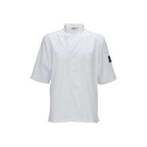 Winco UNF-9WM White Ventilated Short Sleeve Tapered Fit Chef Shirt, M