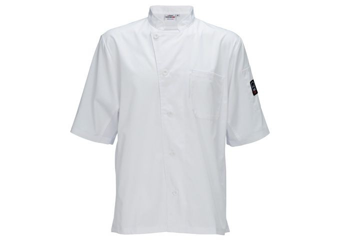 Winco UNF-9WS White Ventilated Short Sleeve Tapered Fit Chef Shirt, S