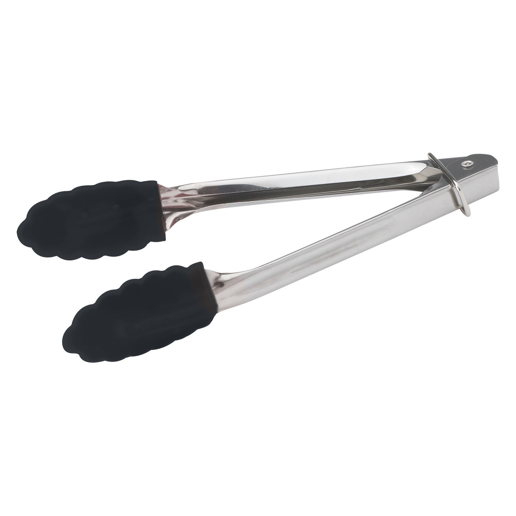 Winco UT-7K Black Utility Tong with Rubber Tip 7"