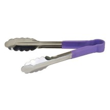 Winco UTPH-16P Stainless Steel Allergen Free Utility Tongs with Purple Handle 16&quot;