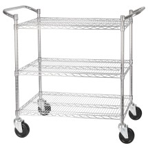 Winco VCCD-1836B Chrome-Plated 3-Tier Wire Shelving Cart 18&quot; x 36&quot;