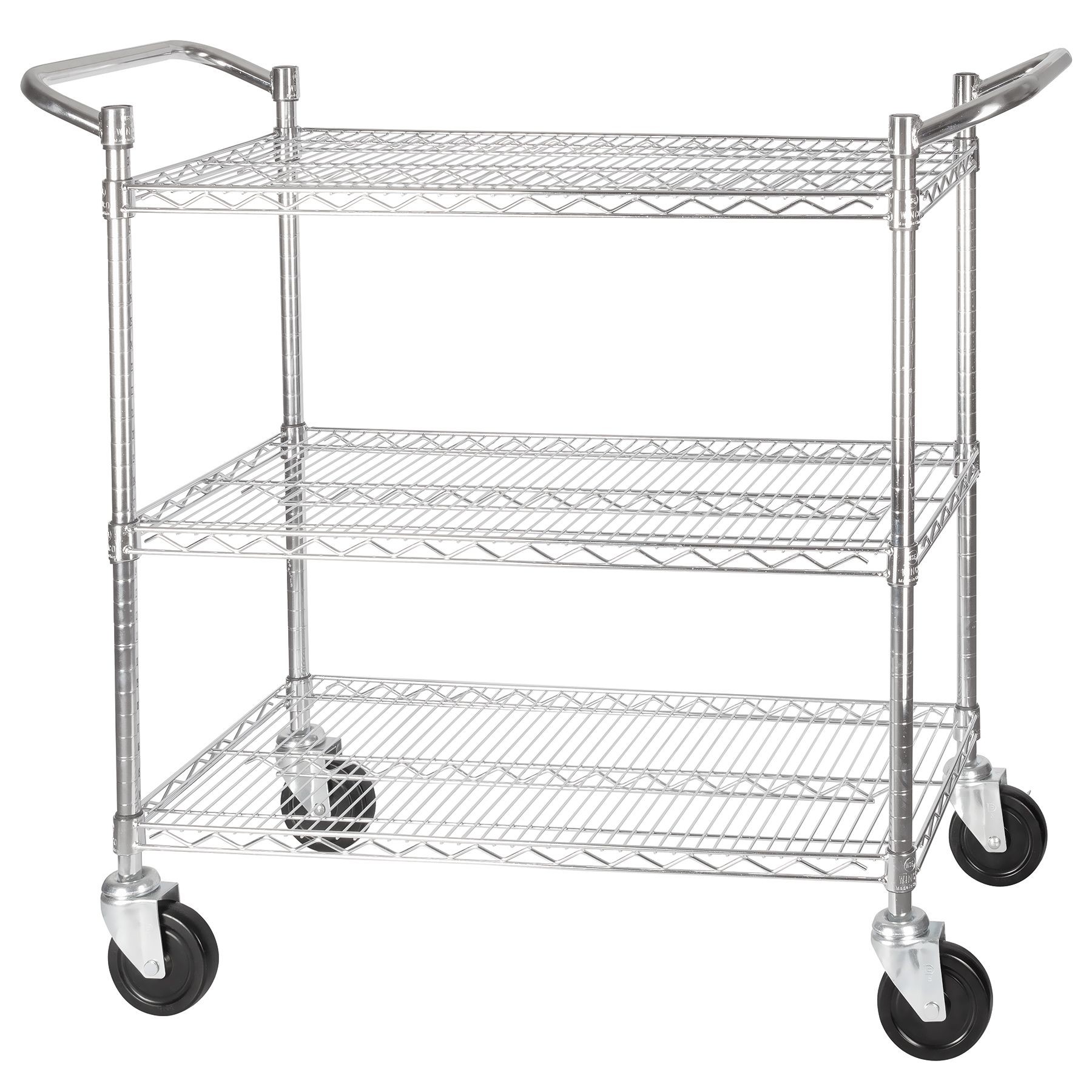 Winco VCCD-1836B Chrome-Plated 3-Tier Wire Shelving Cart 18" x 36"