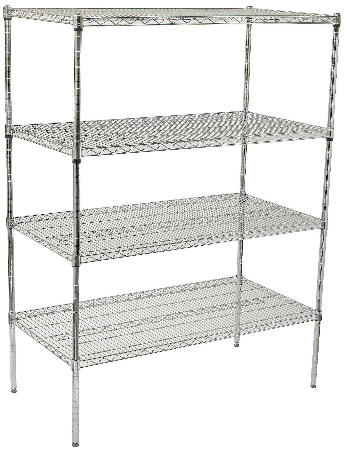 Winco VCS-1836 Chrome Plated 4-Tier Wire Shelving Set, 18" x 36" x 72"