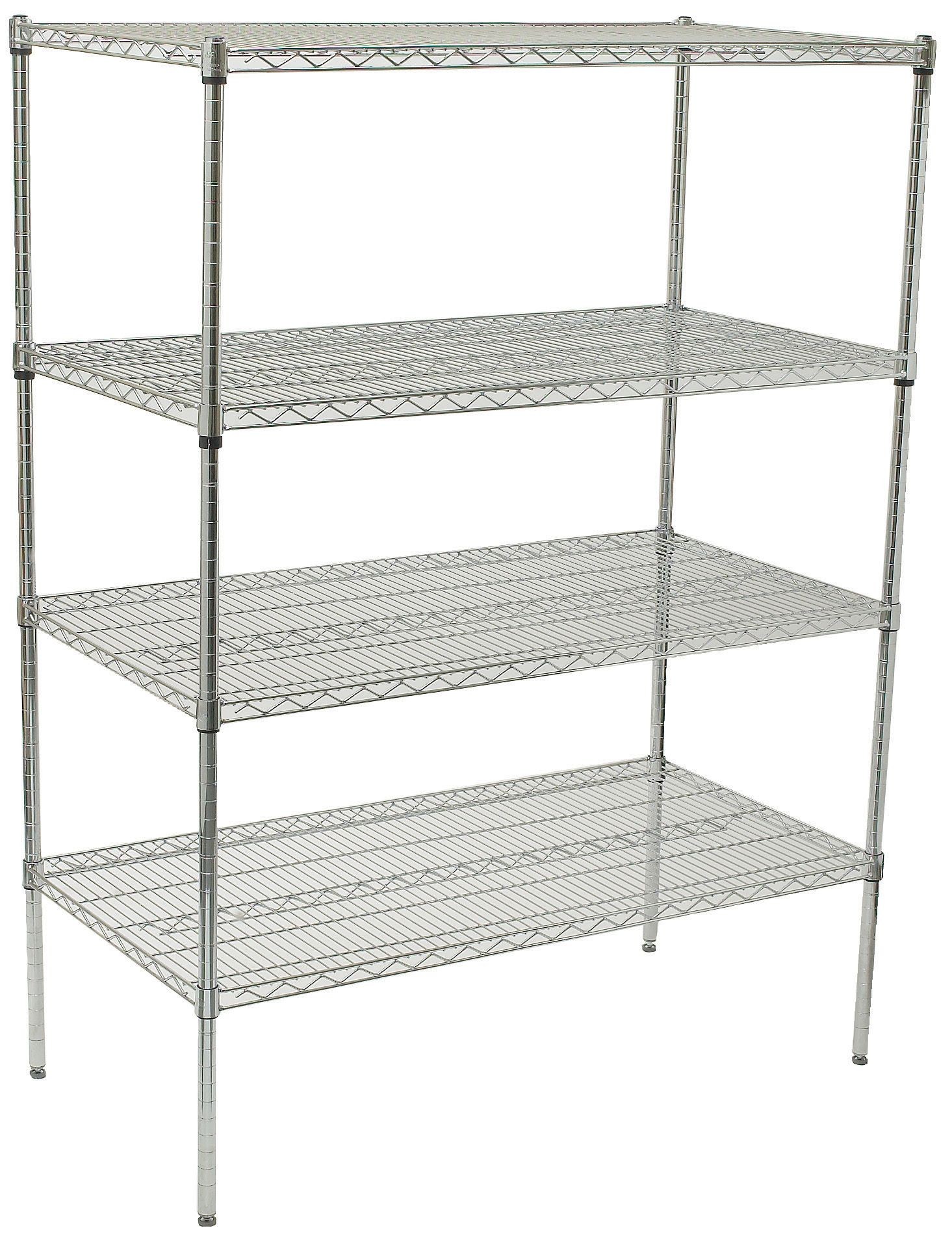 Winco VCS-1848 Chrome Plated 4-Tier Wire Shelving Set, 18" x 48" x 72"