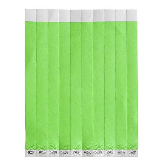 Winco WB-100G-S Bar Maid Security Wristbands, Green Solid (500/Pack)