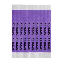 Winco WB-OVER21 Bar Maid Security Wristbands, OVER 21 (Purple/Black) (500/Pack)