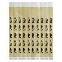 Winco WB-VIP Bar Maid Security Wristbands, VIP (Gold/Black) (500/Pack)