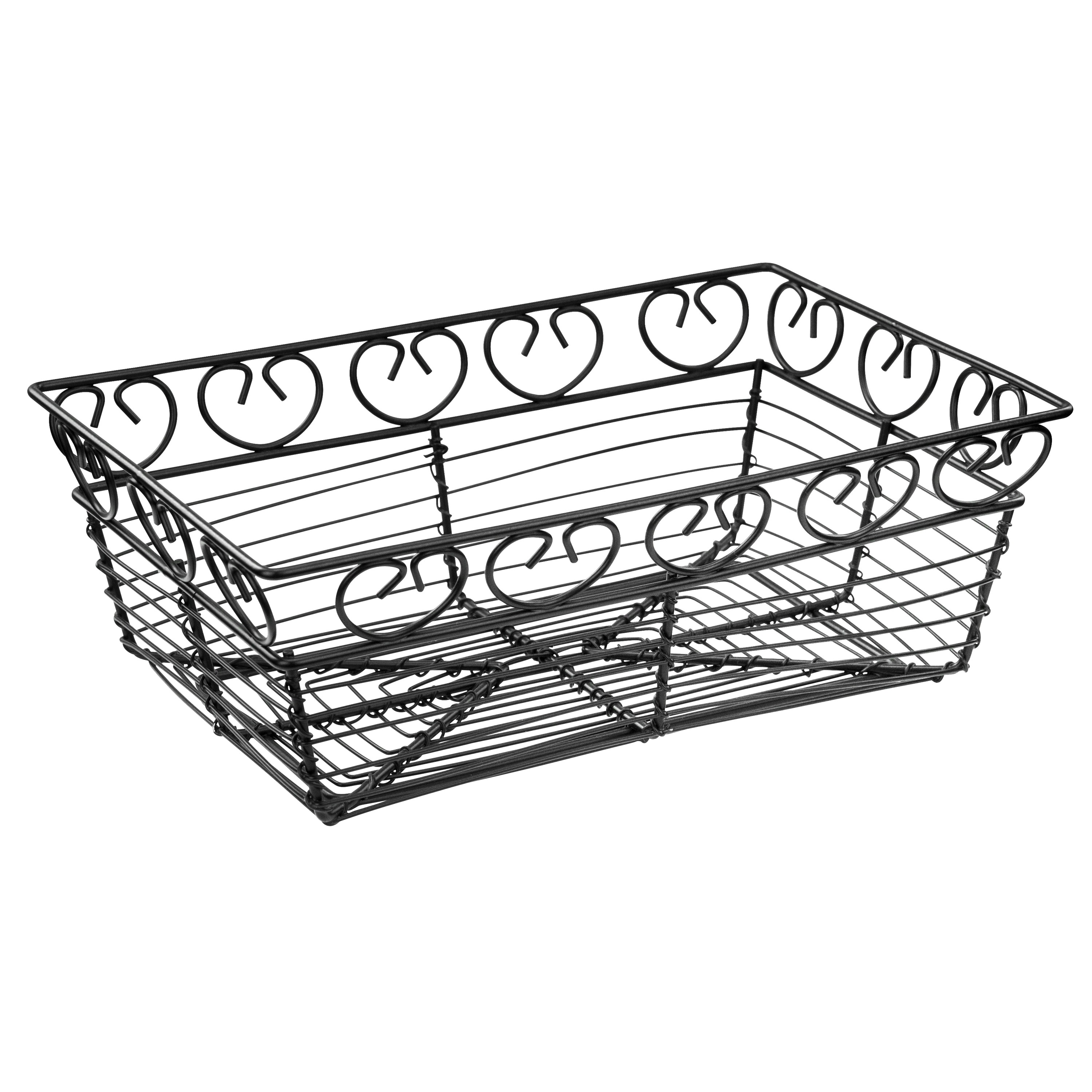Winco WBKG-9 Rectangular Black Metal Wire Bread Basket 9"