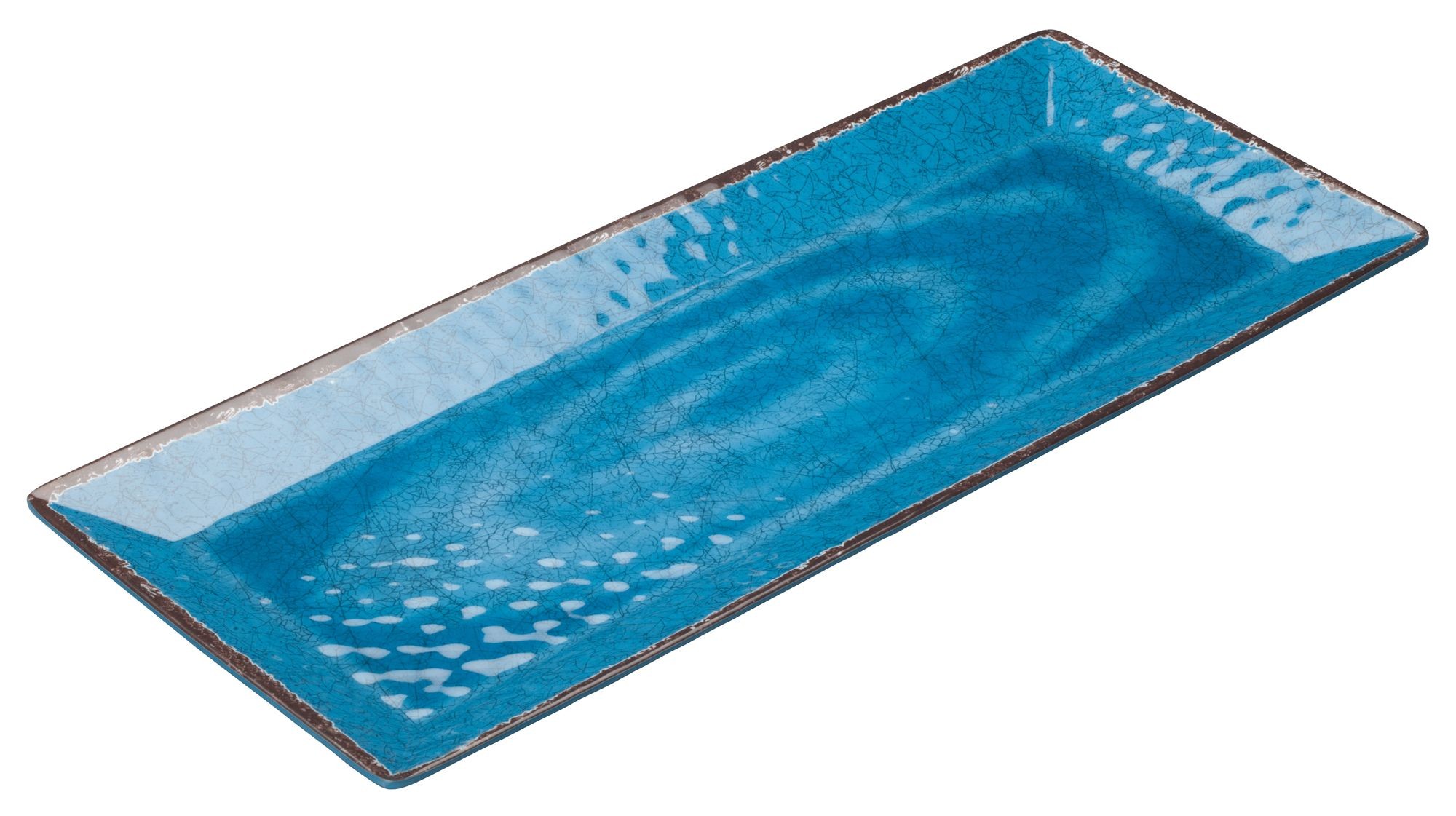 Winco WDM001-408 Luzia Blue Melamine Rectangular Plate 19" x 8"