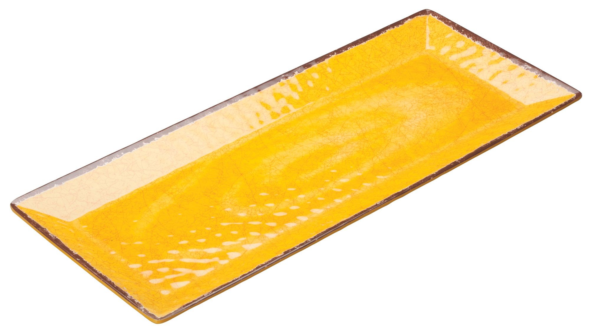 Winco WDM001-608 Luzia Yellow Melamine Rectangular Plate 19" x 8"