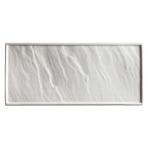 Winco WDP001-201 Calacatta Creamy White Porcelain Rectangular Platter 10&quot; x 4-3/4&quot;