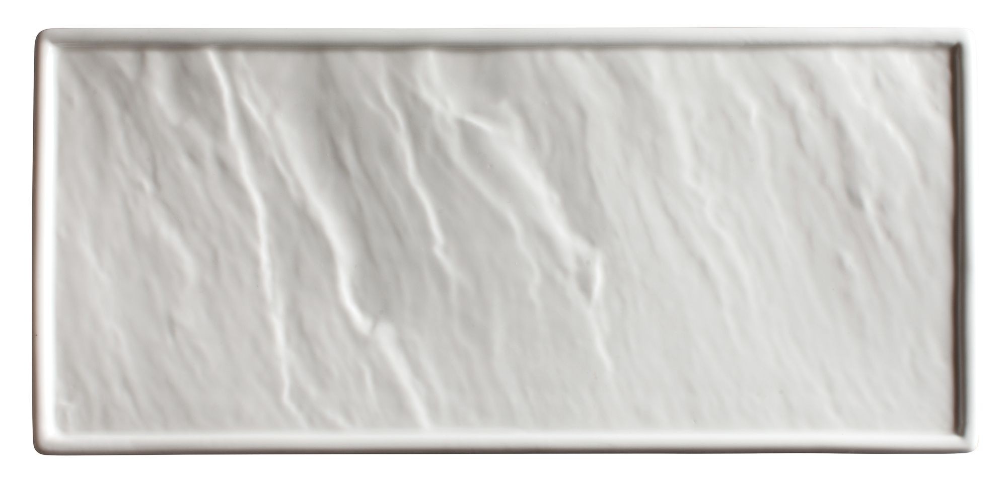 Winco WDP001-203 Calacatta Creamy White Porcelain Rectangular Platter 13-7/8" x 6"