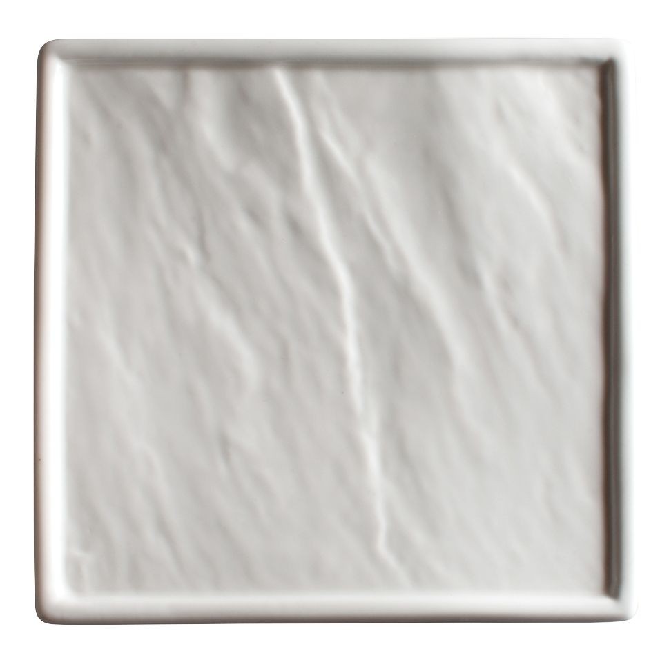 Winco WDP001-205 Calacatta Creamy White Porcelain Square Platter 6-7/8"