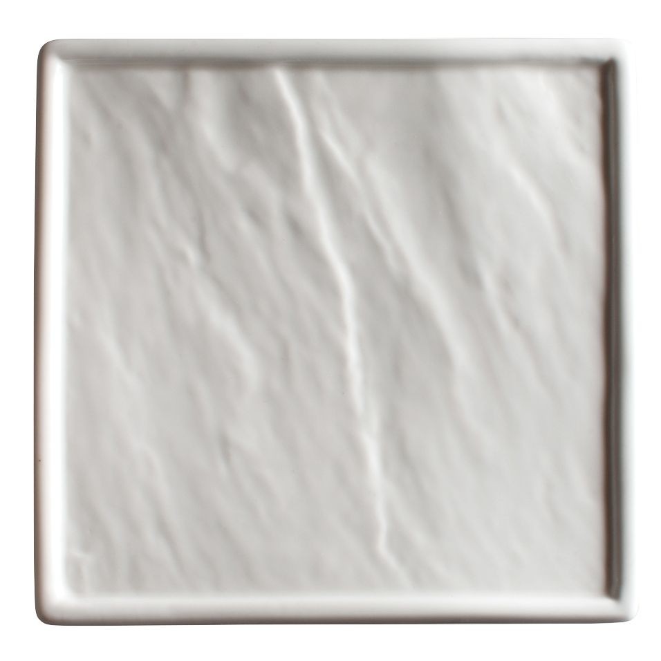 Winco WDP001-205 Calacatta Creamy White Porcelain Square Platter 6-7/8"